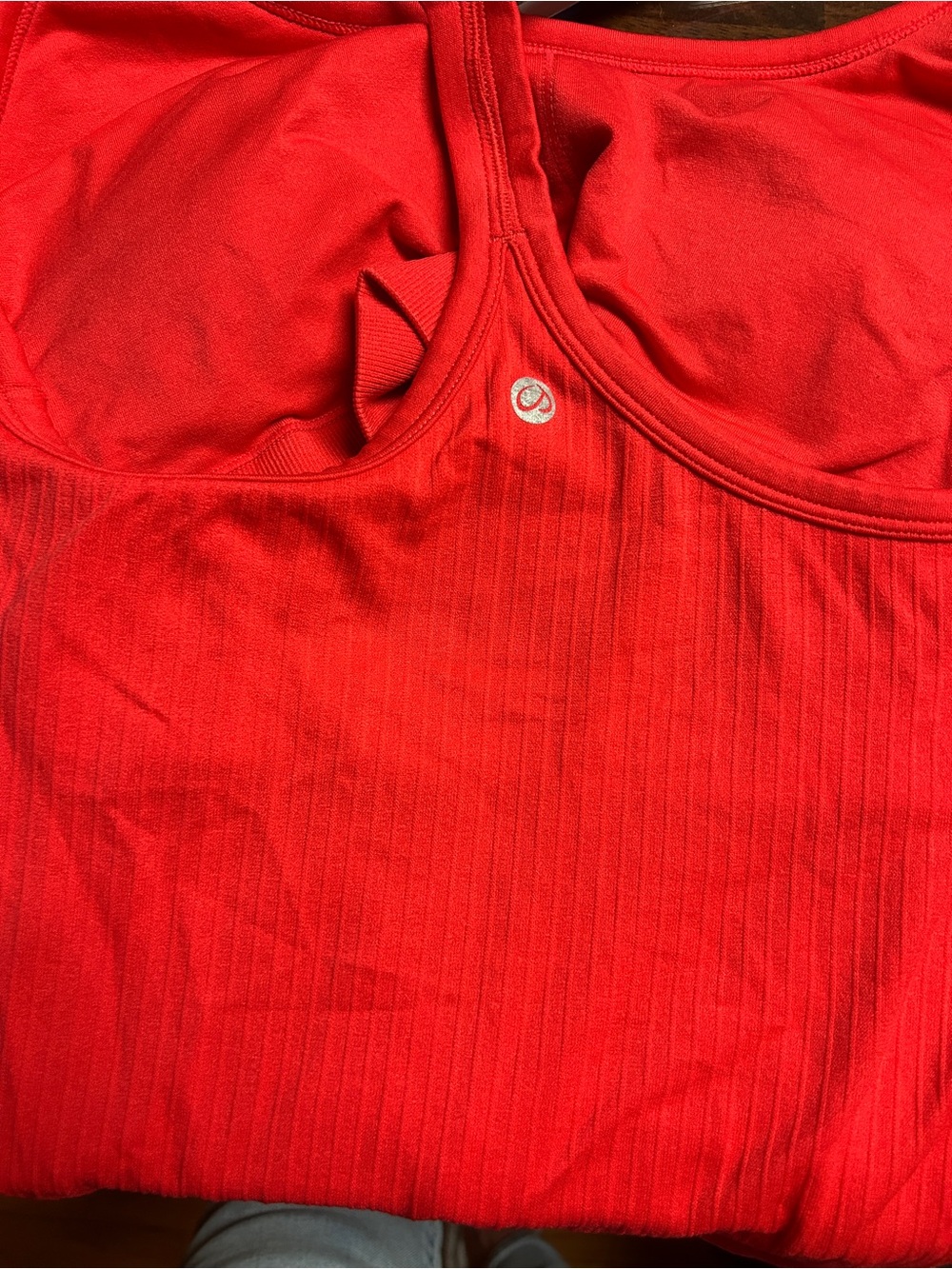 Used- lululemon athletica Women's Bright Red Ribbed Tank with Built-In Support